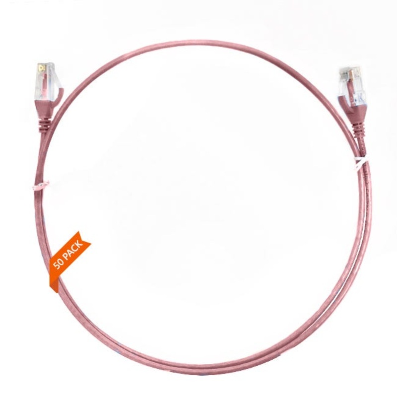 2mCAT6 Ultra Thin LSZH Ethernet Network Cable |50 Pack Pink 004.004.7005.50PACK