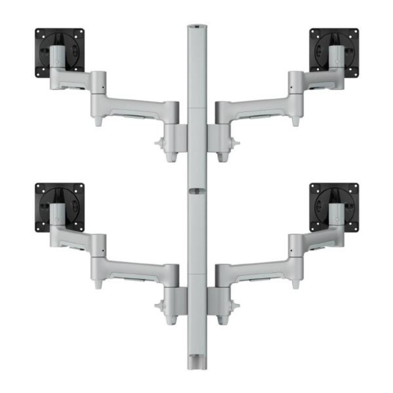 Atdec AWMS-4-4675 Quad 460mm Monitor Arms on 750mm Post. 12kg Flat Screens, 10kg Curved Screens, 13AWMS-4-4675-H-S
