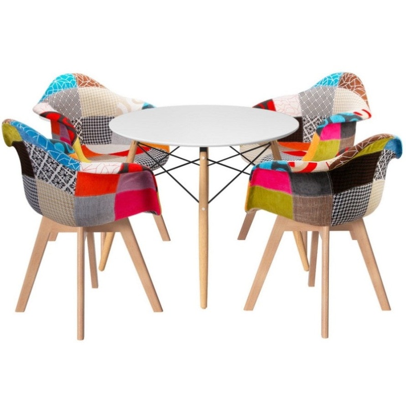 1 Artiss Dining Table and 4 Chairs Set DSW White DSET-DSW100-66FBX4