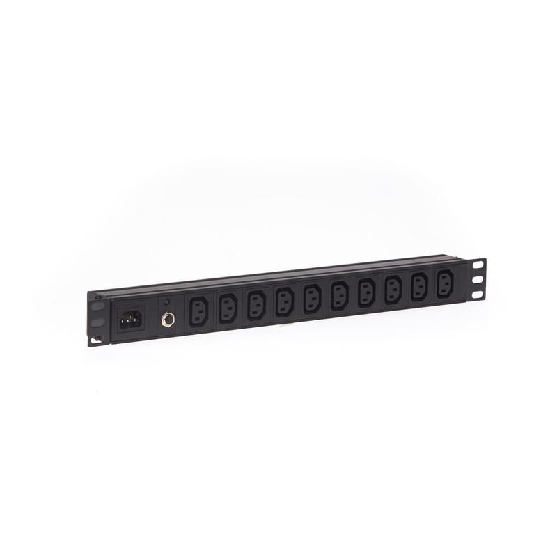 1RU 10 Way C13 10A Outlet Horizontal PDU Rack Mount Power Rail with C14 Inlet PDU.10WHC13.10A