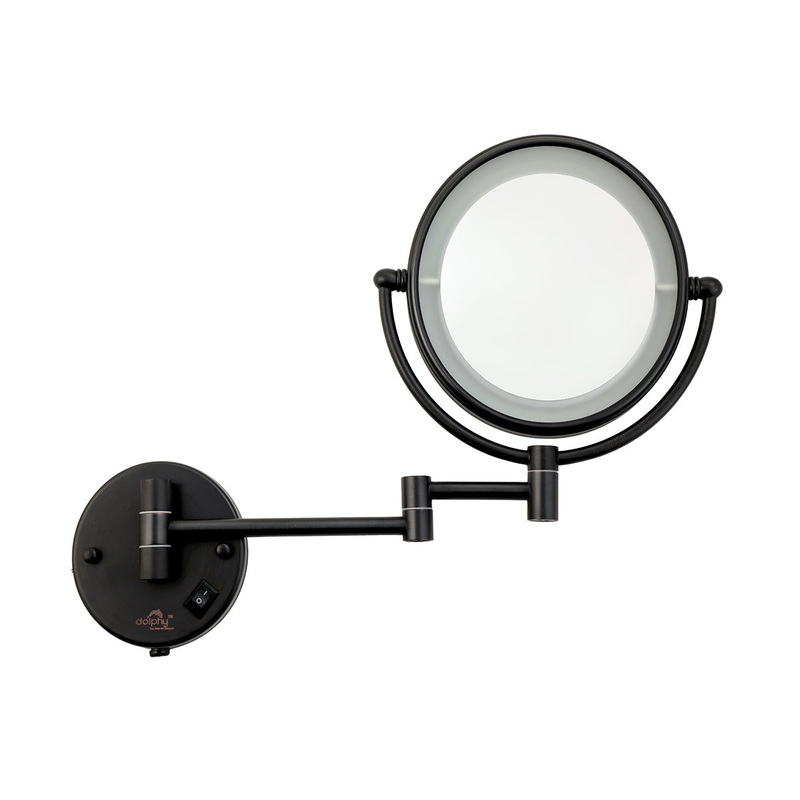 5X LED Magnifying Mirror Wall Mount – Black V959-DMMR0032