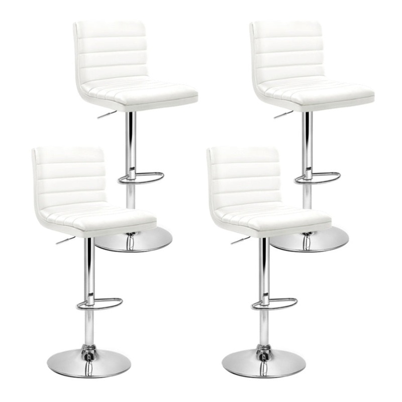 Artiss 4x Bar Stools Padded Leather Gas Lift White BA-K-710N-WHX4