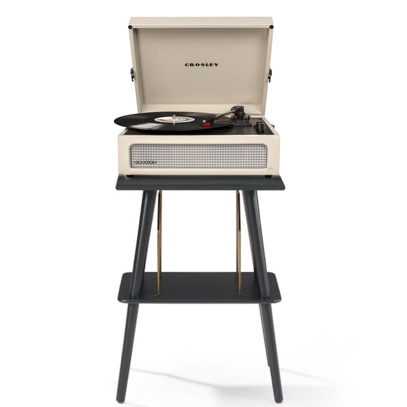 Crosley Voyager Bluetooth Portable Turntable + Entertainment Stand Bundle – Dune V398-CRIW8017BST-DU4