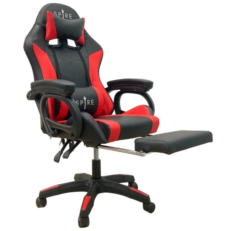 Spire Onyx LED Massage Gaming Chair – Red and Black 815ER
