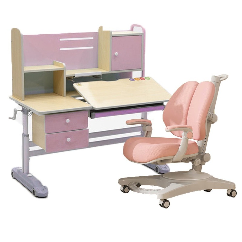 Height Adjustable Children Kids Ergonomic Study Desk Chair Set 120cm Pink AU V255-XSM020-508-PINK