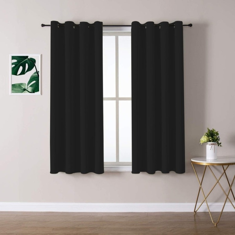2X Blockout Curtains 100% Blackout Window Curtain Draperies Pair Eyelet 3 Layers 132CM V201-W12861955