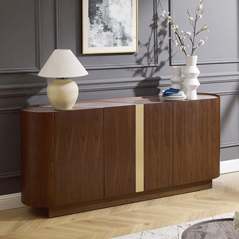 Buffet MDF Melamine Interior Storage In Dark Walnut colour V43-BFT-VNS