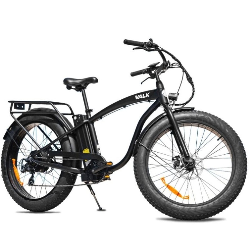 VALK Electric Fat Tyre Cruiser Bike, eBike with Throttle, Matte Black V219-BIKEMBVAF5KA