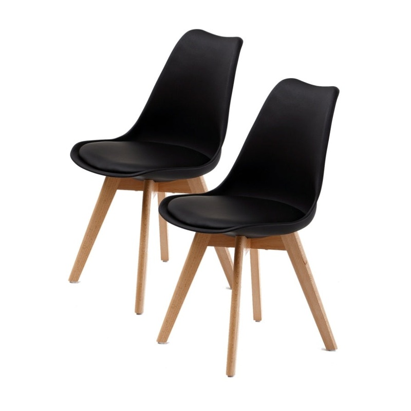 2X Retro Dining Cafe Chair Padded Seat BLACK V274-FT-J900-BK2