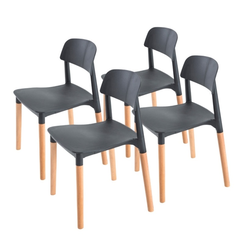 4X Retro Belloch Stackable Dining Cafe Chair BLACK V274-FT-J919-BK4