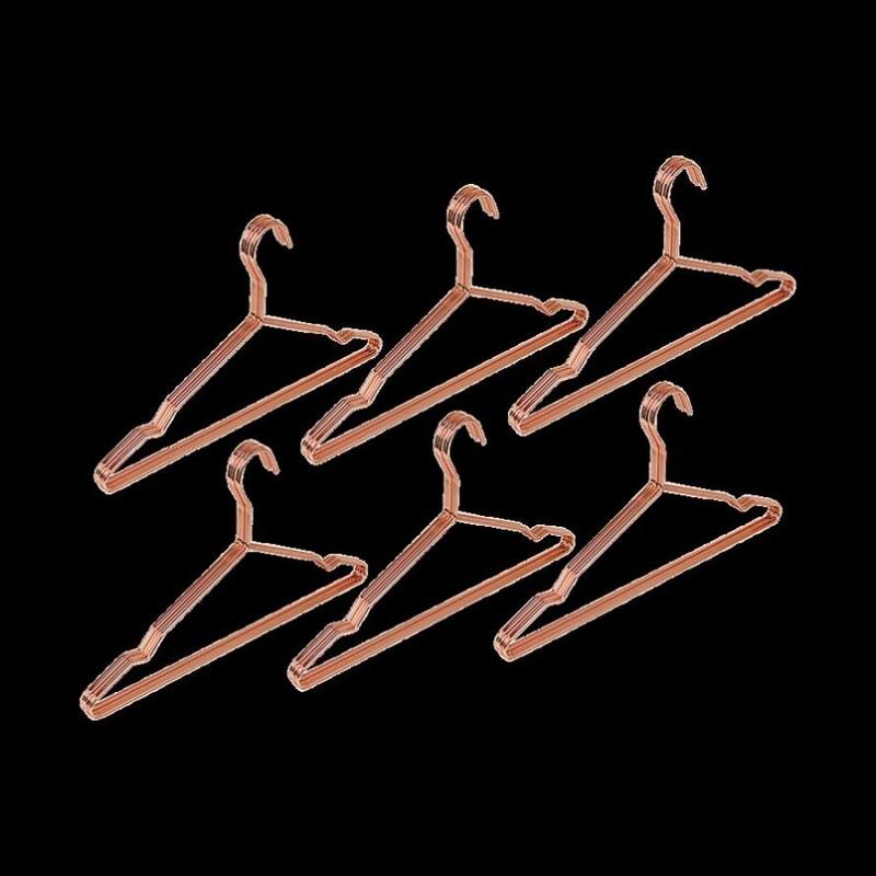 Adult 16.5 Rose Gold Shiny Metal Wire Coat Suit Top Clothes Hangers V63-836131