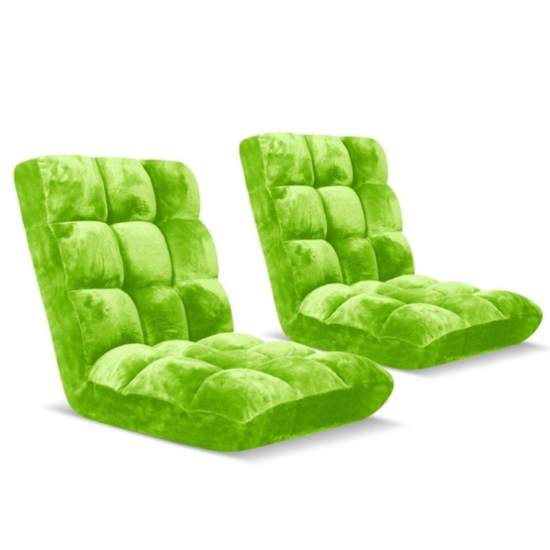 SOGA 2X Floor Recliner Folding Lounge Sofa Futon Couch Folding Chair Cushion Green LOUNGECHAIRGREENX2
