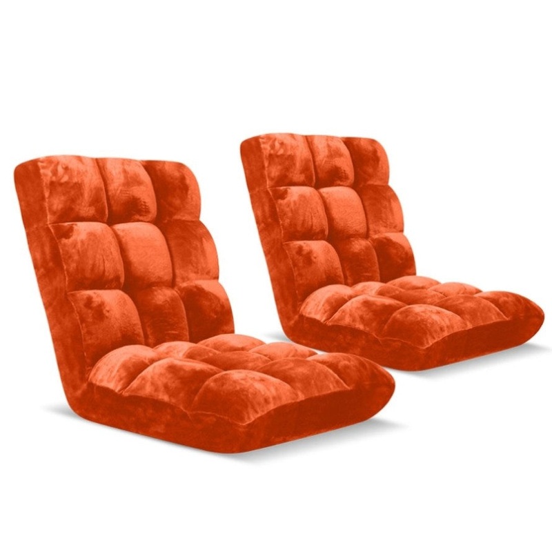 SOGA 2X Floor Recliner Folding Lounge Sofa Futon Couch Folding Chair Cushion Orange LOUNGECHAIRORANGEX2