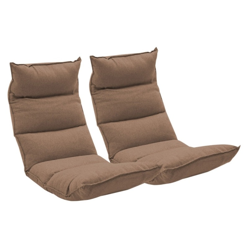 SOGA 2X Foldable Tatami Floor Sofa Bed Meditation Lounge Chair Recliner Lazy Couch Khaki LOUNGELEATHERKHAKIX2