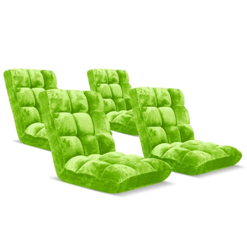SOGA 4X Floor Recliner Folding Lounge Sofa Futon Couch Folding Chair Cushion Green LOUNGECHAIRGREENX4