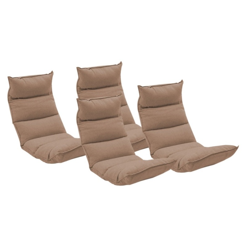 SOGA 4X Foldable Tatami Floor Sofa Bed Meditation Lounge Chair Recliner Lazy Couch Khaki LOUNGELEATHERKHAKIX4
