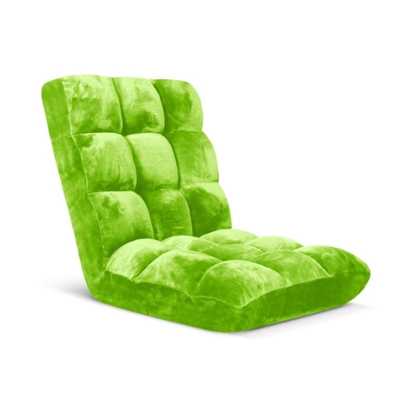 SOGA Floor Recliner Folding Lounge Sofa Futon Couch Folding Chair Cushion Green LOUNGECHAIRGREEN