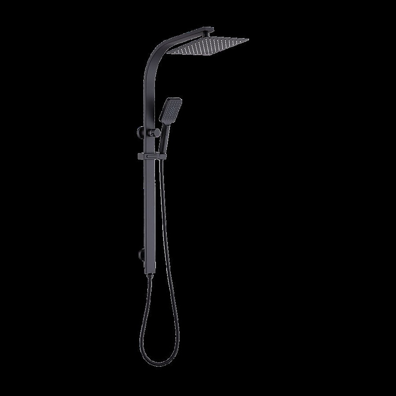 WELS 10 Rain Shower Head Set Square Dual Heads High Pressure with Handheld in Black V63-848021