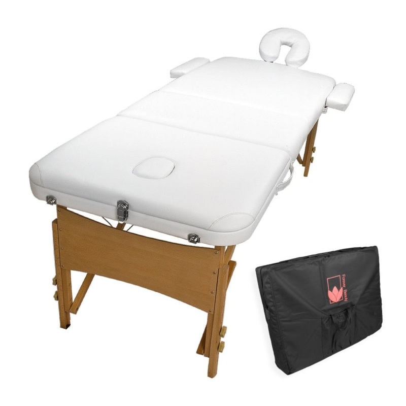 Wooden Portable Beauty Massage Table Bed 3 Fold 70cm WHITE V274-MT-WHITE
