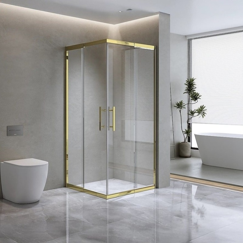 Adjustable 1000x900mm Double Sliding Door Glass Shower Screen in Gold V63-845141