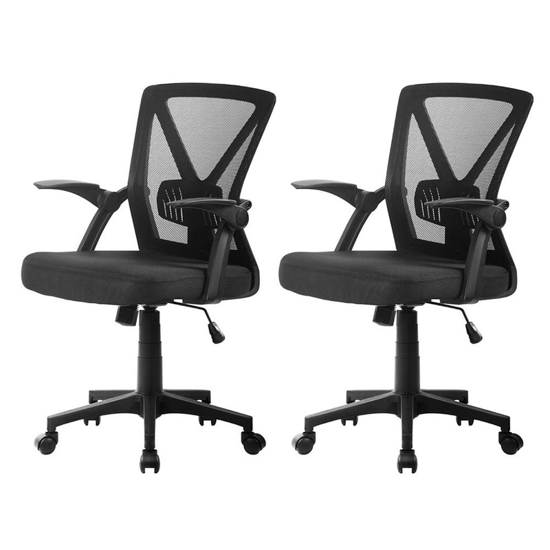 Artiss 2x Mesh Office Chair Mid Back Black OCHAIR-H-M02-BKX2