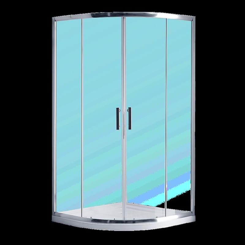 100 x 100cm Rounded Sliding 6mm Curved Shower Screen with Base in Chrome V63-830041