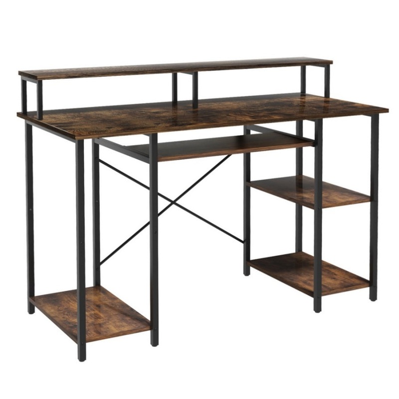 Artiss Computer Desk Laptop Desks Home Office Study Table Open Shelf Brown 120CM MET-DESK-24223-120-BR