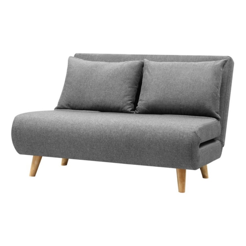 Artiss Sofa Bed 2 Seater Convertible Couch Recliner Lounge Chair Linen SBED-E-FLD01-2S-GY