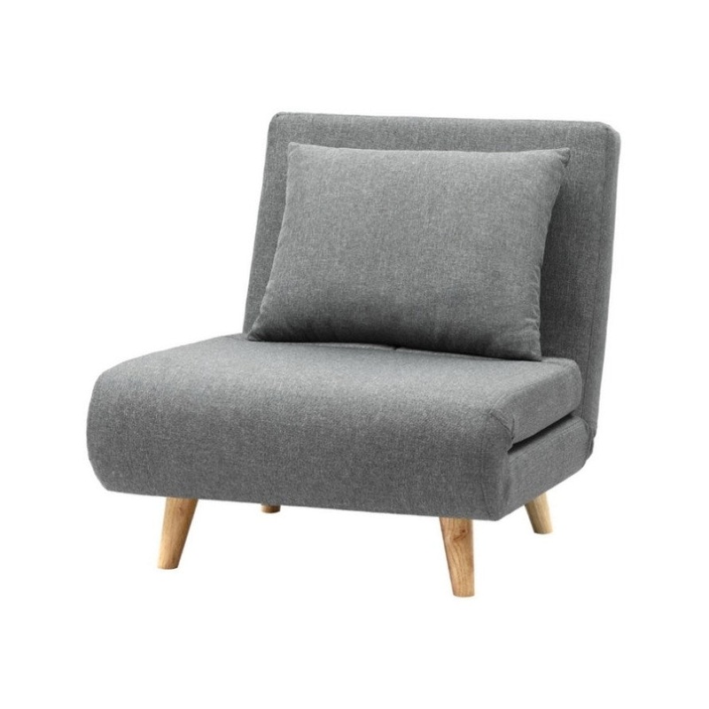 Artiss Sofa Bed Convertible Couch Recliner Lounge Chair Linen Grey SBED-E-FLD01-1S-GY