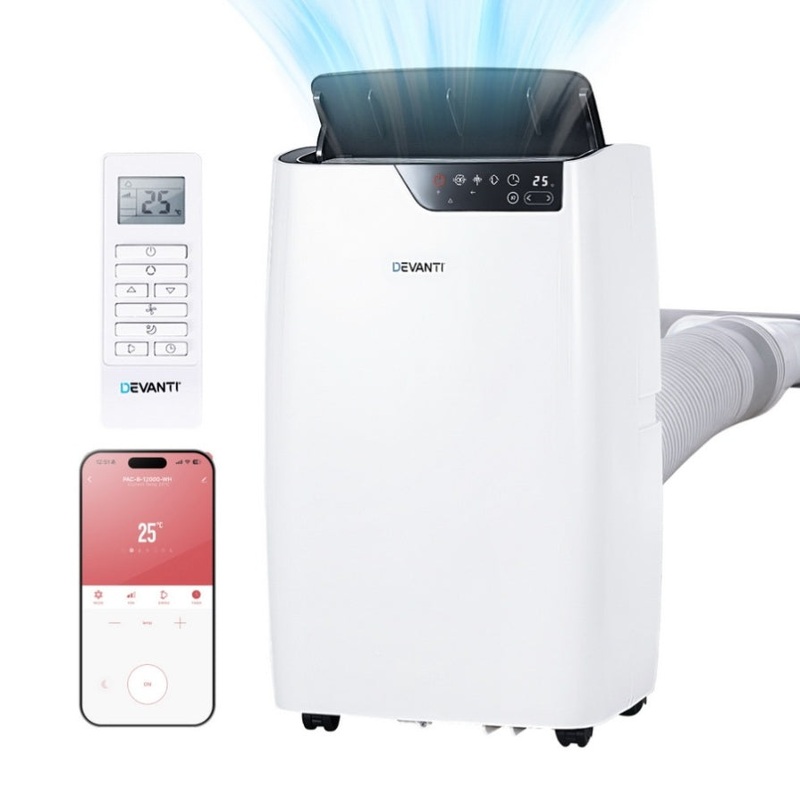 Devanti Portable Air Conditioner Dehumidifier Fan 12000BTU PAC-B-12000-WH