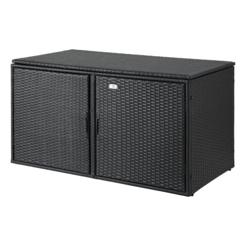 Gardeon Outdoor Storage Cabinet Box Deck Wicker Shelf Chest Garden Shed Tools Black OSC-CABI-RAT-2L-BK