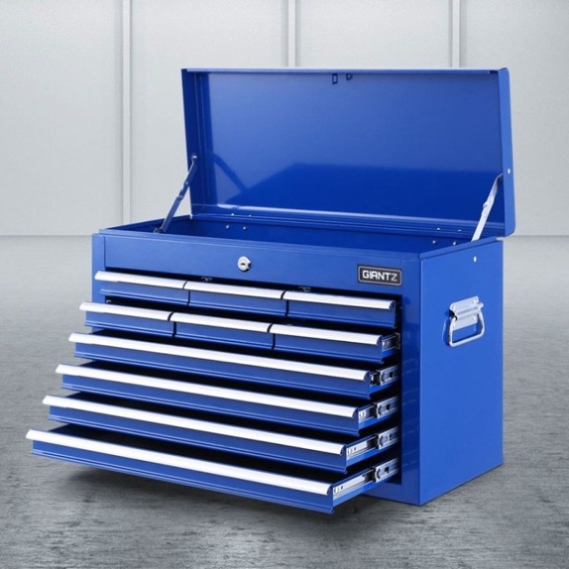 Giantz 10 Drawer Tool Box Cabinet Chest Toolbox Storage Garage Organiser Blue TB-10DR-CHEST-BL