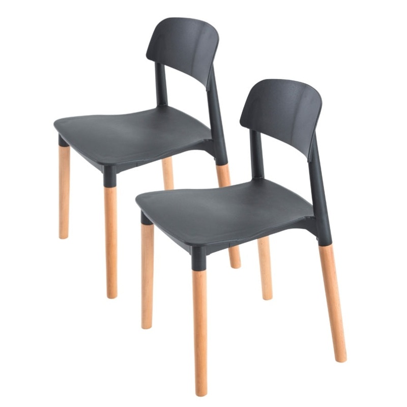 2X Retro Belloch Stackable Dining Cafe Chair BLACK V274-FT-J919-BK2