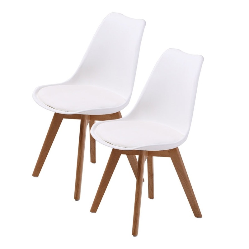 2X Retro Dining Cafe Chair Padded Seat WHITE V274-FT-J900-WH2