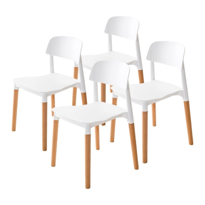4X Retro Belloch Stackable Dining Cafe Chair WHITE V274-FT-J919-WH4