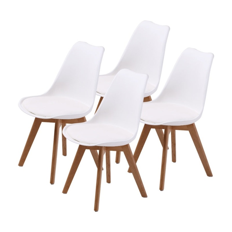 4X Retro Dining Cafe Chair Padded Seat WHITE V274-FT-J900-WH4