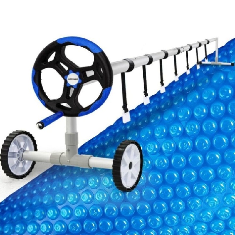 Aurelaqua Pool Cover Roller and 6×3.2m Solar Blanket 400 Micron, Blue V219-SWPCOMAURA5B63B