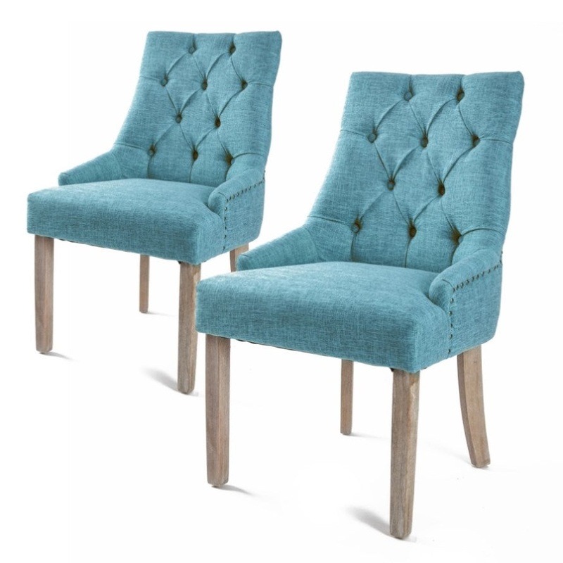 2X French Provincial Dining Chair Oak Leg AMOUR BLUE V274-FT-FC8443-BU