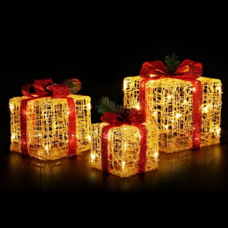 3 PCS Christmas Lights Gift Box Set Set 48 LED Decorations Jingle Jollys XMAS-MOT-GIFTBOX-WARM