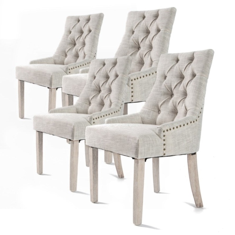 4X French Provincial Dining Chair Oak Leg AMOUR CREAM V274-FT-FC8443-CR4