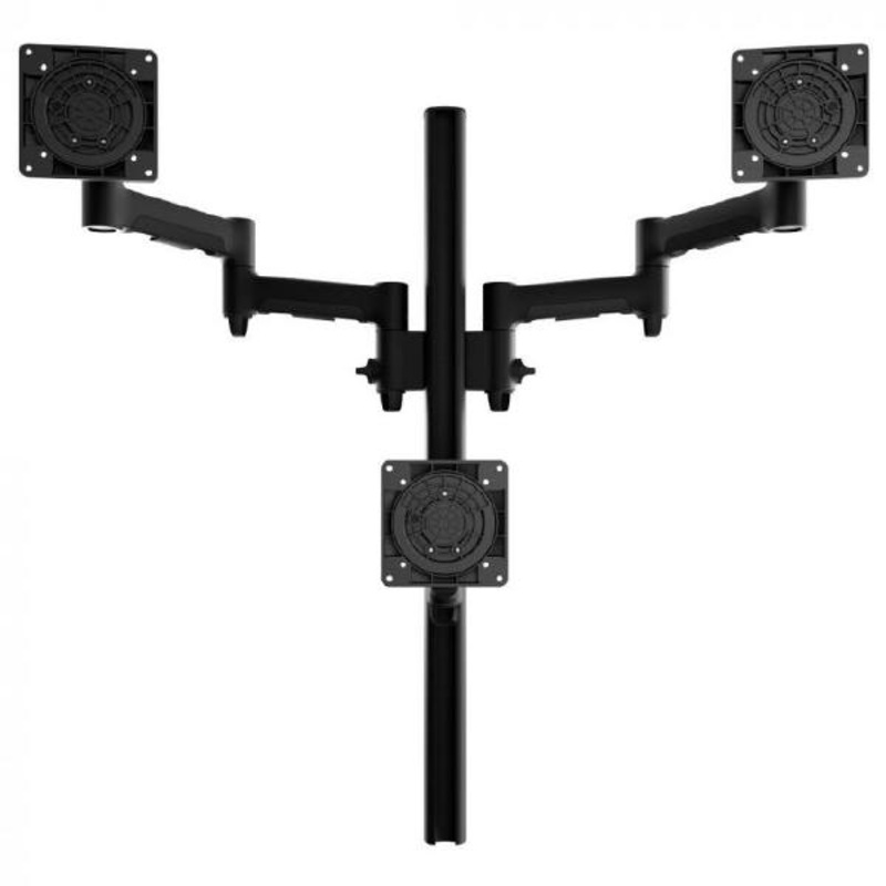 Atdec AWMS-3-TH467 Triple Monitor Stack Desk Mount and Grommet Clamp Desk Fixing, Black 13AWMS-3-TH467-G-B