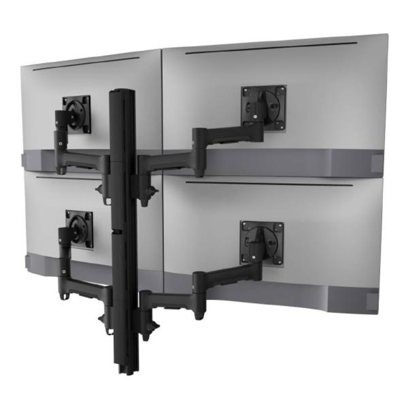 Atdec AWMS-4-4675 Quad 460mm Monitor Arms on 750mm Post. 12kg Flat Screens, 10kg Curved Screens, 13AWMS-4-4675-G-B