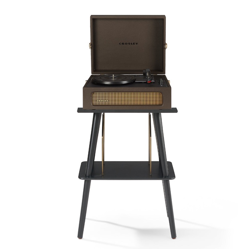 Crosley Voyager Bluetooth Portable Turntable + Entertainment Stand Bundle – Cocoa V398-CRIW8017BST-CO4
