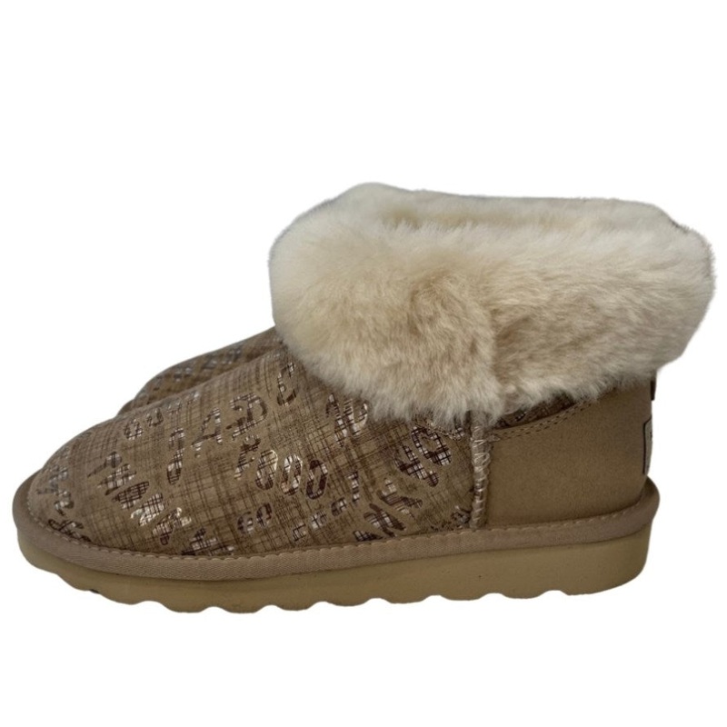Womens Australian Sheepskin Wool Fur Mini UGG Ankle Boots in Gold Sand – 6 V563-D2390-SAND-6