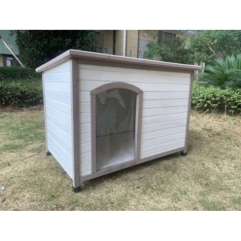 YES4PETS XL Timber Pet Dog Kennel House Puppy Wooden Timber Cabin With Stripe White V278-DK-11676-WHITE