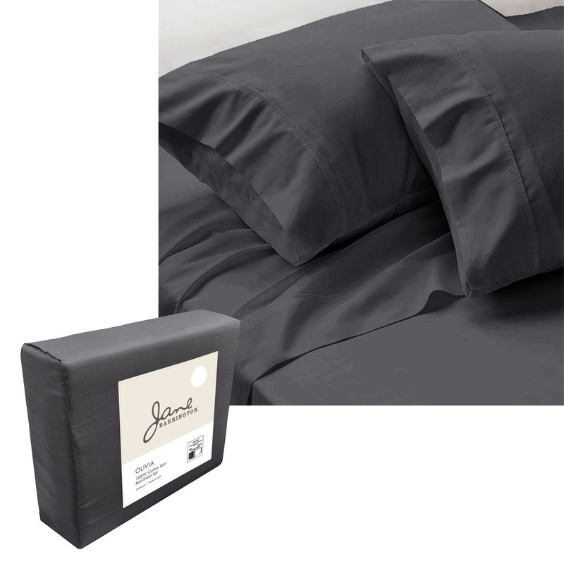 Jane Barrington 1200TC Olivia Cotton Rich Sheet Set 40cm Wall Charcoal King V442-IDC-SHEETS-OLIVIA1200TC-CHARCOAL-KI