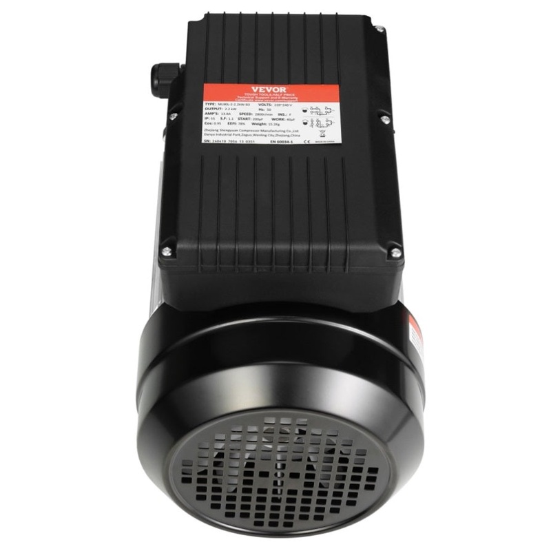 VEVOR 2.2KW Electric Motor 2800 rpm, AC 220~240V 13.8A, 90L, B3 Frame, Air Compressor Motor Single V952-TYJLIECDJ3452ZCTTV7