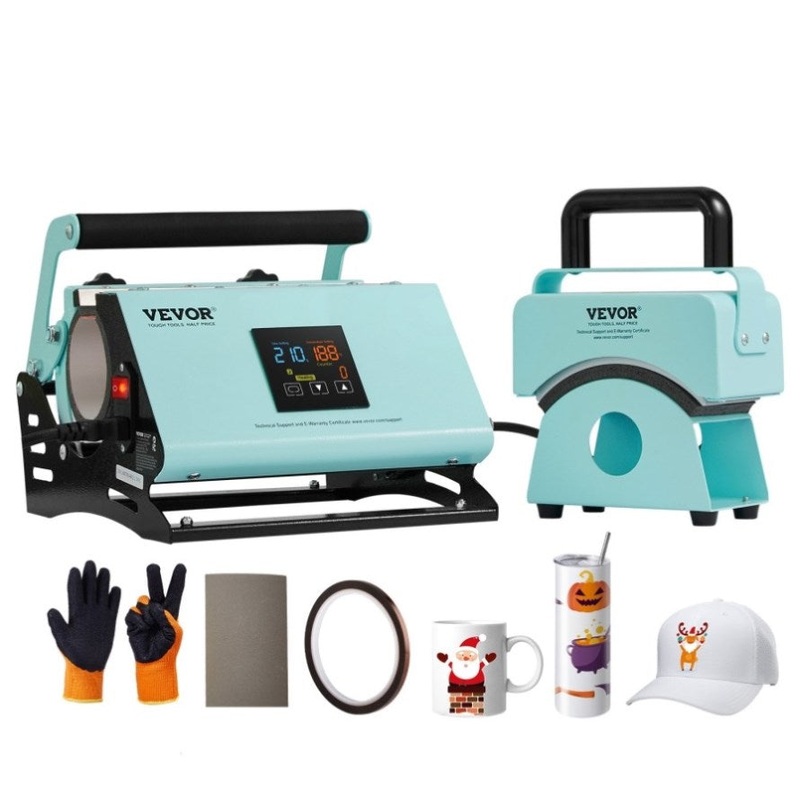 VEVOR 2 in 1 Tumbler and Hat Heat Press Machine Heat Machine for Caps Hats Mugs V952-BXSKMJMINIKMSBIPBV3