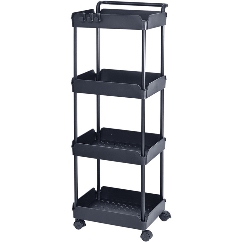 VEVOR 4-Tier Kitchen Rolling Cart Basket Utility Cart on Wheel with Handle Black V952-DGNTCHS4CLKSH4R74V0