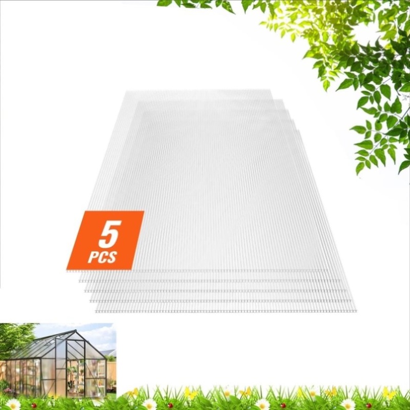 VEVOR 5 Pack Polycarbonate Greenhouse Panels 2′ X 4′ X 0.32” Roof Sheets V952-SLWDBBSTM4FTWDFTVV0